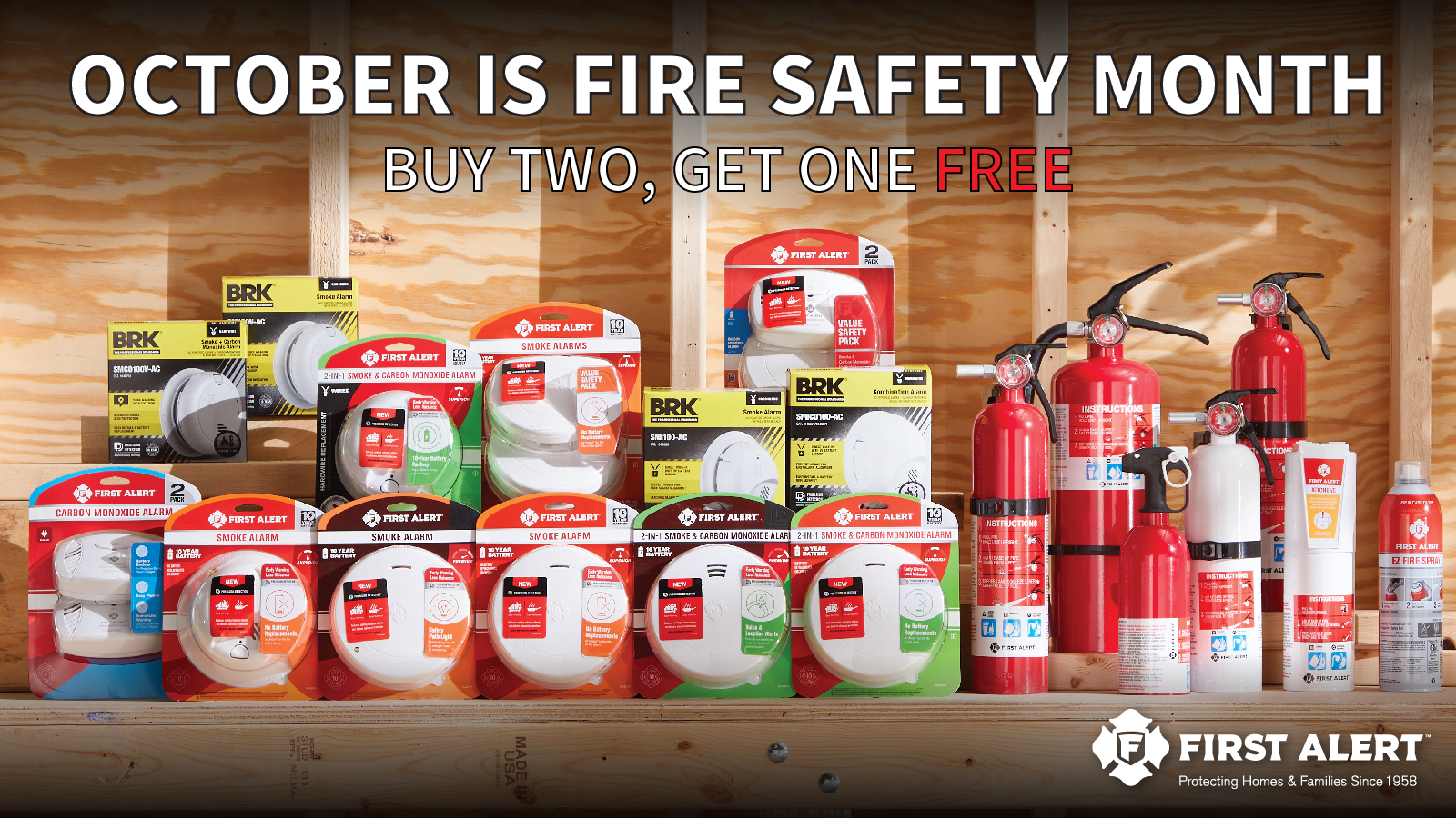 October is Fire Safety Month. Buy two, get one FREE on First Alert products